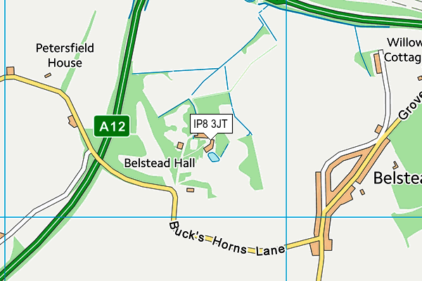 IP8 3JT map - OS VectorMap District (Ordnance Survey)