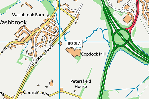 IP8 3LA map - OS VectorMap District (Ordnance Survey)