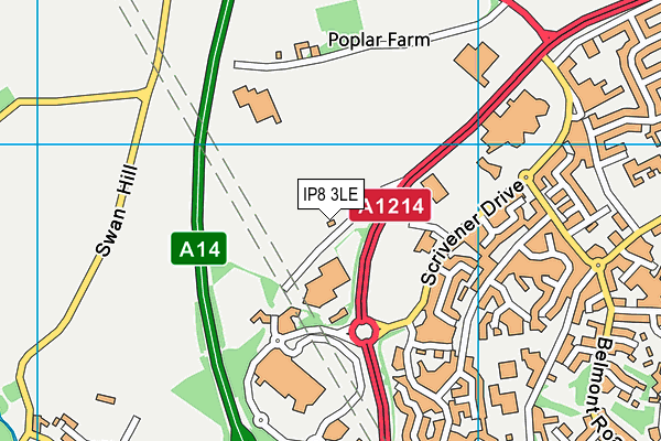 IP8 3LE map - OS VectorMap District (Ordnance Survey)