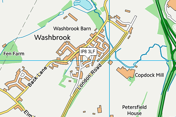 IP8 3LF map - OS VectorMap District (Ordnance Survey)