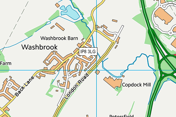 IP8 3LG map - OS VectorMap District (Ordnance Survey)