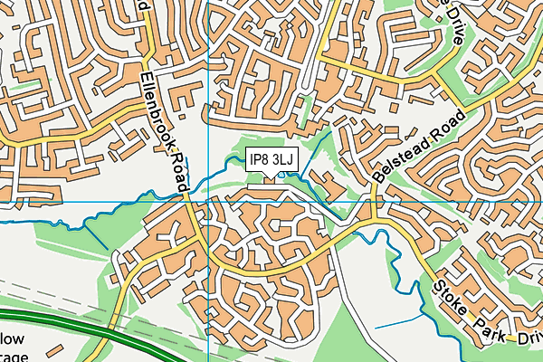 IP8 3LJ map - OS VectorMap District (Ordnance Survey)