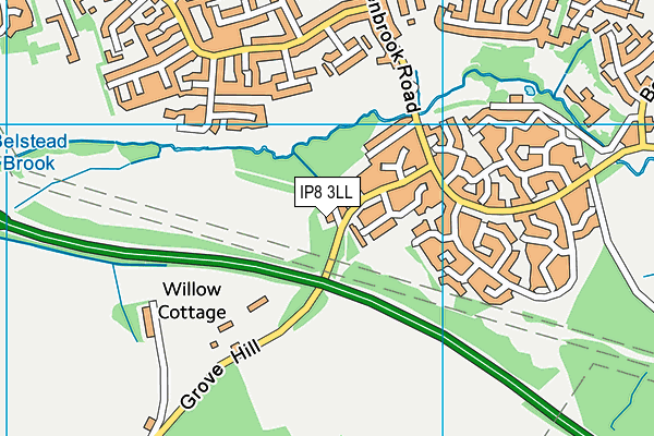 IP8 3LL map - OS VectorMap District (Ordnance Survey)