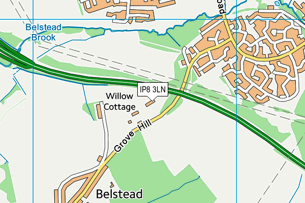 IP8 3LN map - OS VectorMap District (Ordnance Survey)