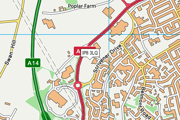 IP8 3LQ map - OS VectorMap District (Ordnance Survey)