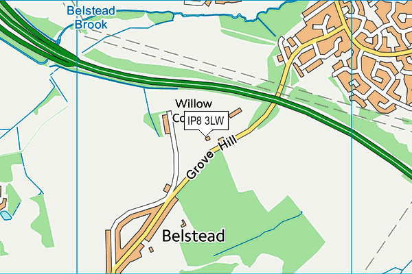 IP8 3LW map - OS VectorMap District (Ordnance Survey)