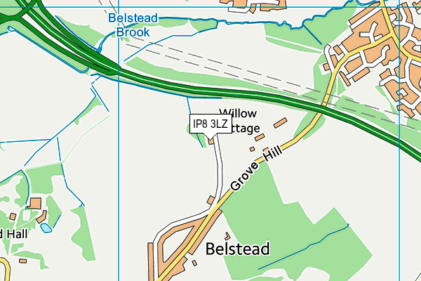 IP8 3LZ map - OS VectorMap District (Ordnance Survey)