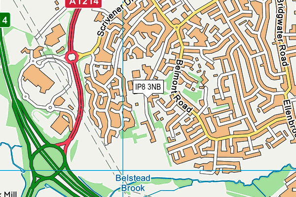 IP8 3NB map - OS VectorMap District (Ordnance Survey)