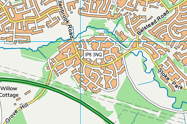 IP8 3NQ map - OS VectorMap District (Ordnance Survey)