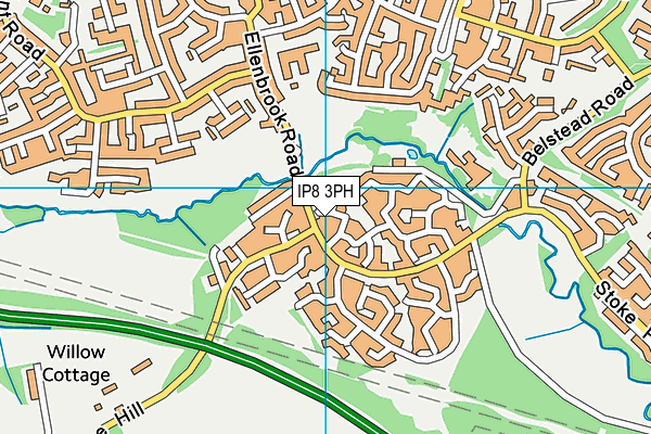 IP8 3PH map - OS VectorMap District (Ordnance Survey)