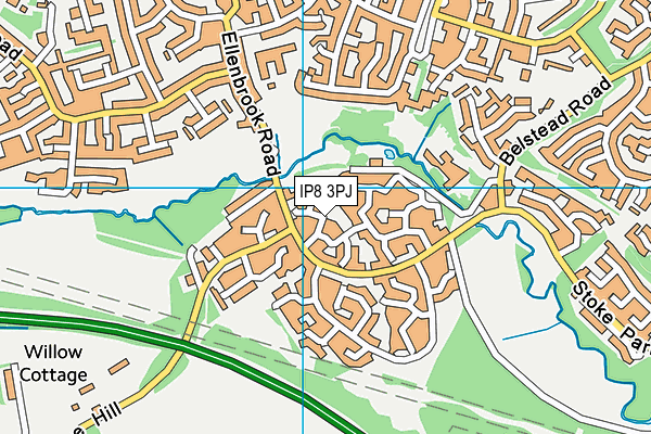 IP8 3PJ map - OS VectorMap District (Ordnance Survey)