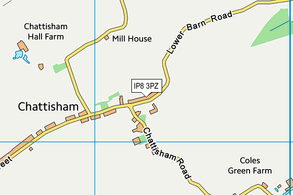 Chattisham Village Playing Field (Closed) map (IP8 3PZ) - OS VectorMap District (Ordnance Survey)