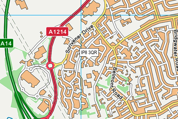 IP8 3QR map - OS VectorMap District (Ordnance Survey)