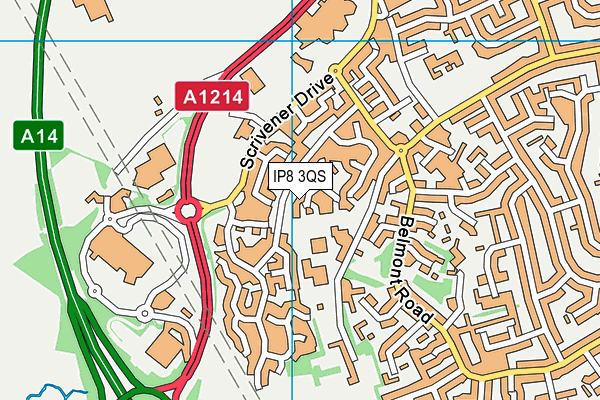 IP8 3QS map - OS VectorMap District (Ordnance Survey)