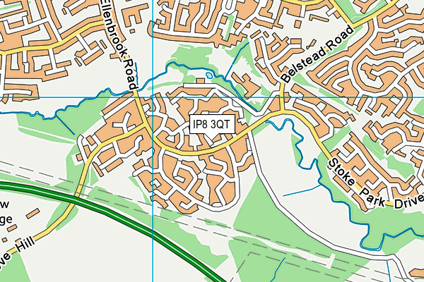 IP8 3QT map - OS VectorMap District (Ordnance Survey)