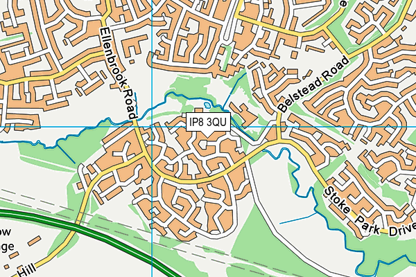 IP8 3QU map - OS VectorMap District (Ordnance Survey)