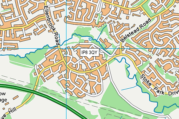 IP8 3QY map - OS VectorMap District (Ordnance Survey)