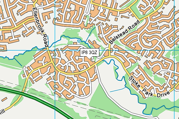IP8 3QZ map - OS VectorMap District (Ordnance Survey)