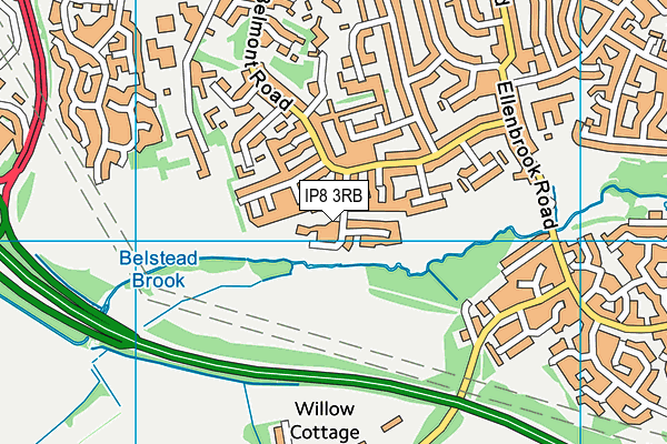 IP8 3RB map - OS VectorMap District (Ordnance Survey)