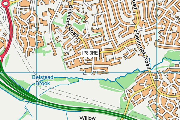 IP8 3RE map - OS VectorMap District (Ordnance Survey)