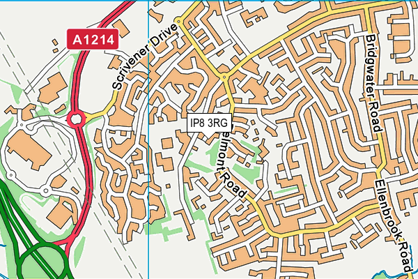 IP8 3RG map - OS VectorMap District (Ordnance Survey)