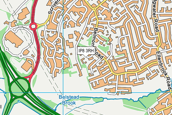 IP8 3RH map - OS VectorMap District (Ordnance Survey)