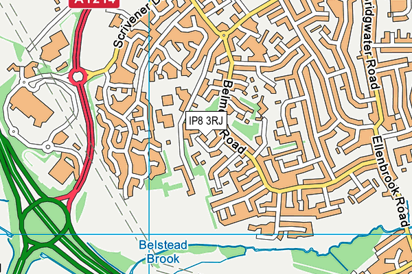 IP8 3RJ map - OS VectorMap District (Ordnance Survey)