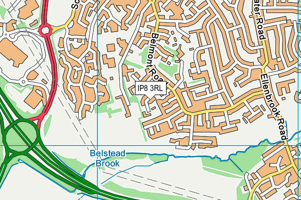 IP8 3RL map - OS VectorMap District (Ordnance Survey)