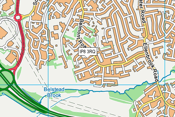 IP8 3RQ map - OS VectorMap District (Ordnance Survey)