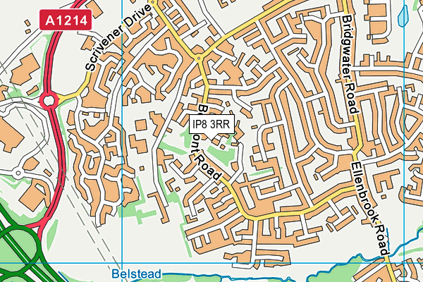 IP8 3RR map - OS VectorMap District (Ordnance Survey)