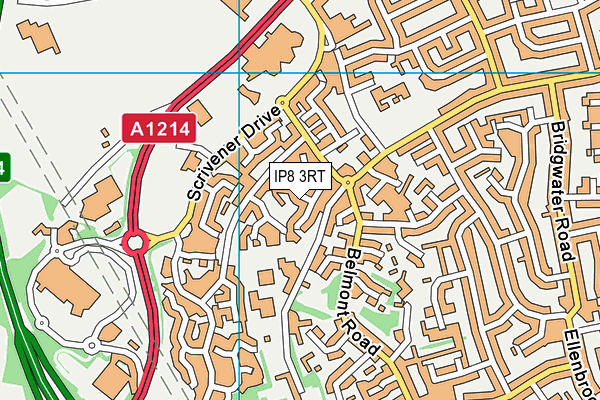 IP8 3RT map - OS VectorMap District (Ordnance Survey)