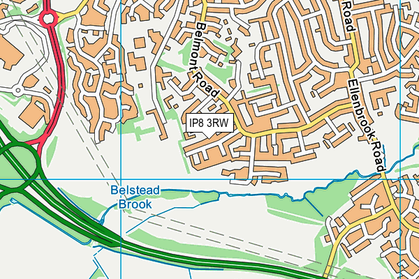 IP8 3RW map - OS VectorMap District (Ordnance Survey)