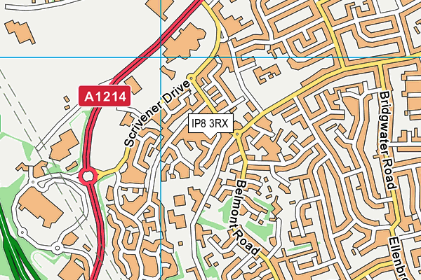 IP8 3RX map - OS VectorMap District (Ordnance Survey)