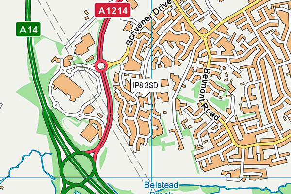 IP8 3SD map - OS VectorMap District (Ordnance Survey)