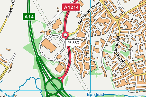 IP8 3SQ map - OS VectorMap District (Ordnance Survey)