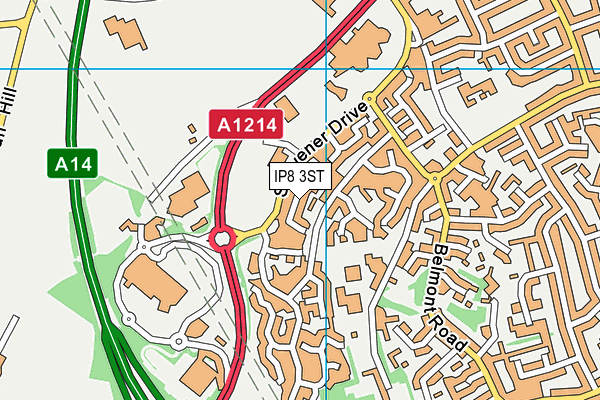 IP8 3ST map - OS VectorMap District (Ordnance Survey)