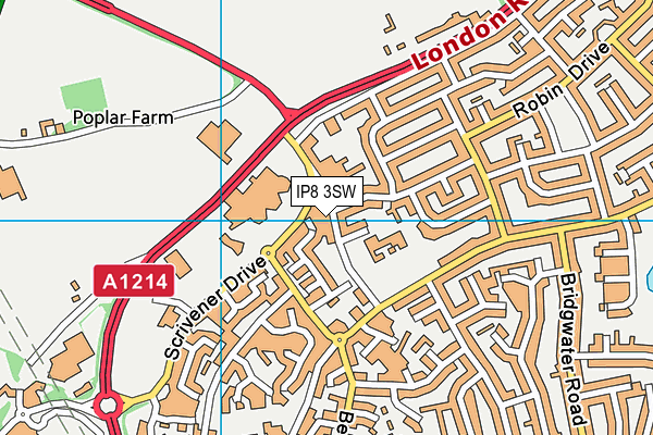 IP8 3SW map - OS VectorMap District (Ordnance Survey)