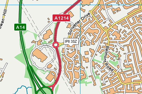 IP8 3SZ map - OS VectorMap District (Ordnance Survey)