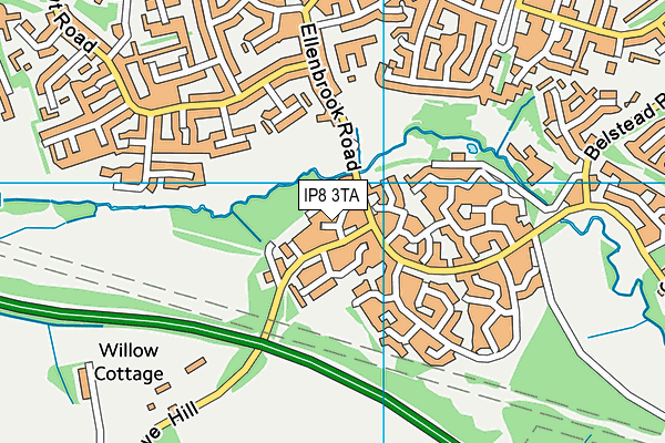 IP8 3TA map - OS VectorMap District (Ordnance Survey)