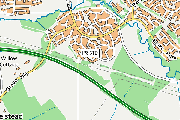 IP8 3TD map - OS VectorMap District (Ordnance Survey)