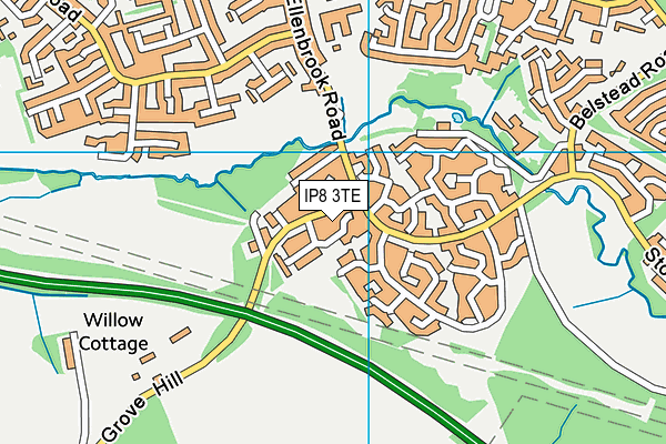 IP8 3TE map - OS VectorMap District (Ordnance Survey)