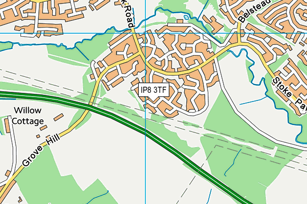 IP8 3TF map - OS VectorMap District (Ordnance Survey)