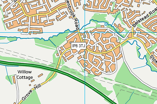 IP8 3TJ map - OS VectorMap District (Ordnance Survey)