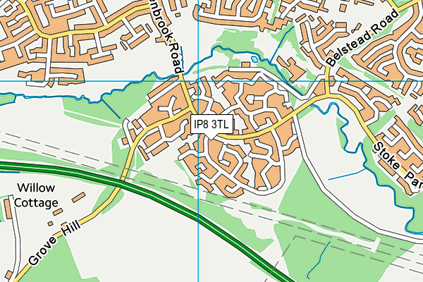 IP8 3TL map - OS VectorMap District (Ordnance Survey)