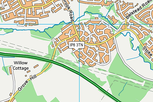 IP8 3TN map - OS VectorMap District (Ordnance Survey)