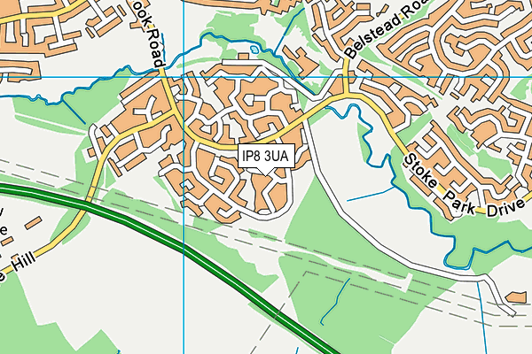 IP8 3UA map - OS VectorMap District (Ordnance Survey)