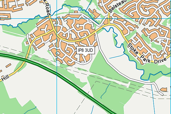 IP8 3UD map - OS VectorMap District (Ordnance Survey)