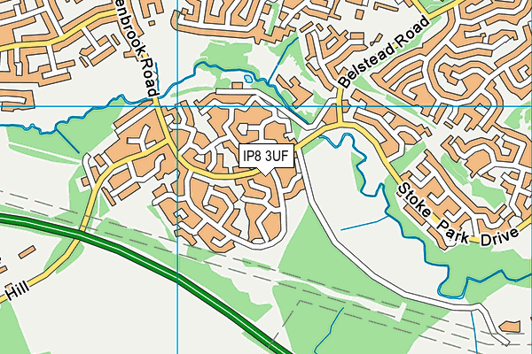 IP8 3UF map - OS VectorMap District (Ordnance Survey)