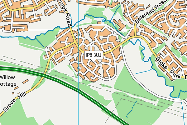 IP8 3UJ map - OS VectorMap District (Ordnance Survey)