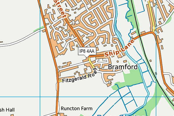 IP8 4AA map - OS VectorMap District (Ordnance Survey)